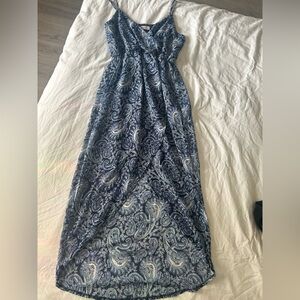Blue paisley high low dress